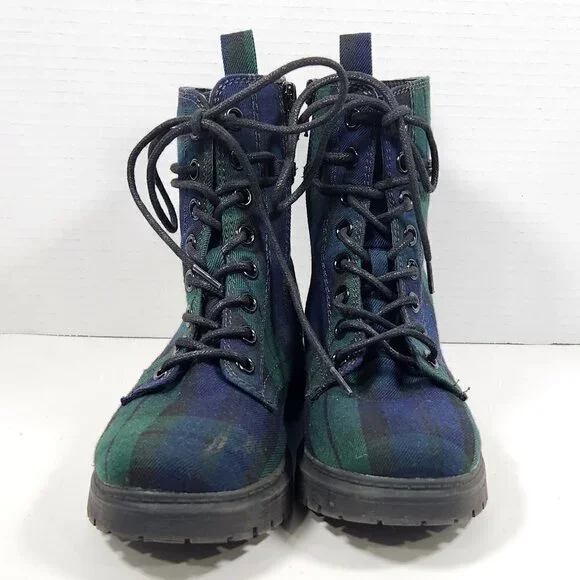 SO Women’s Green Plaid Boots Size 6 - Picture 4 of 5